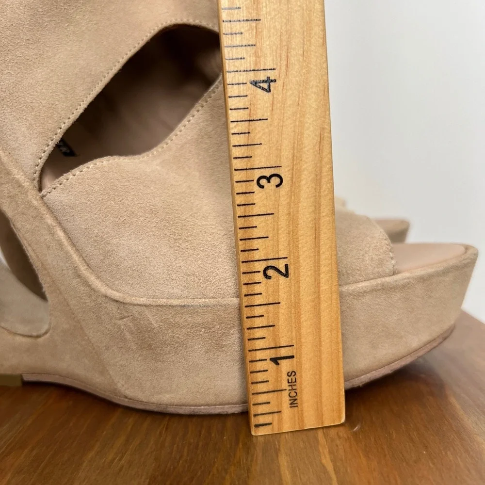 Authentic - Ann Demeulemeester Size 39 Suede Cutout Platform Wedge Booties Italy